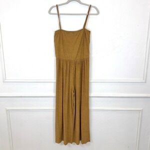 Billabong Mustard Yellow Polka Dot Cropped Wide Leg Jumpsuit